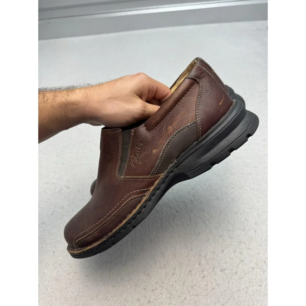 Clarks Shoes Mens Size 12 Brown Leather Slip On Casual Comfort Loafers 78538